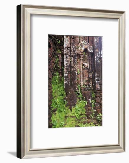 Encroaching moss and Hindu statues at My Son Sanctuary, Quang Nam Province, Vietnam-Paul Dymond-Framed Photographic Print