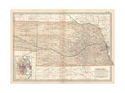 Omaha Nebraska 1868 Historic Panoramic Town Map 18x24
