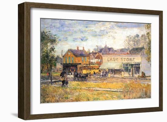 End of The Tram, Oak Park, Illinois-Childe Hassam-Framed Art Print