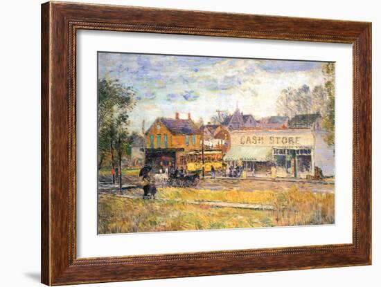 End of The Tram, Oak Park, Illinois-Childe Hassam-Framed Art Print