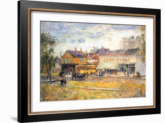 End of The Tram, Oak Park, Illinois-Childe Hassam-Framed Art Print