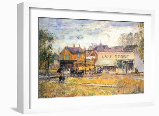 End of The Tram, Oak Park, Illinois-Childe Hassam-Framed Art Print