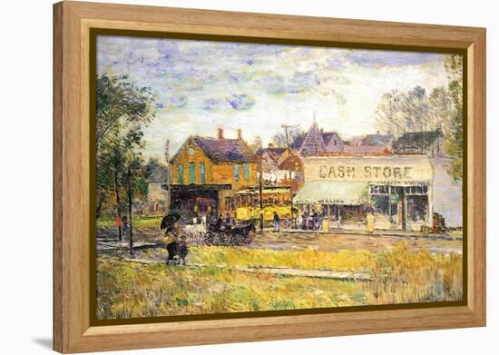 End of The Tram, Oak Park, Illinois-Childe Hassam-Framed Stretched Canvas