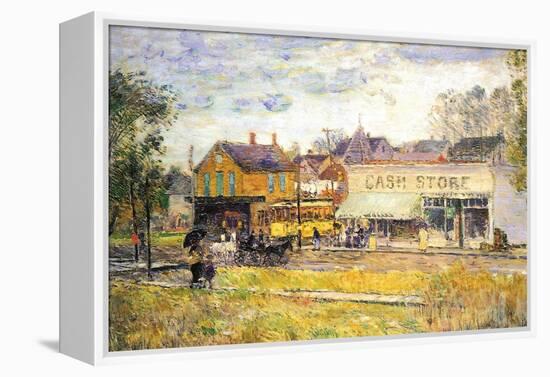 End of The Tram, Oak Park, Illinois-Childe Hassam-Framed Stretched Canvas