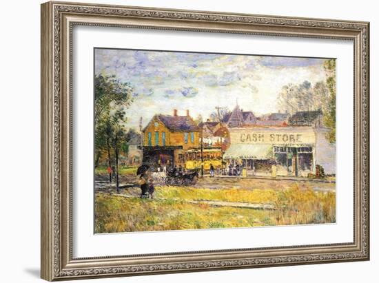 End of The Tram, Oak Park, Illinois-Childe Hassam-Framed Art Print