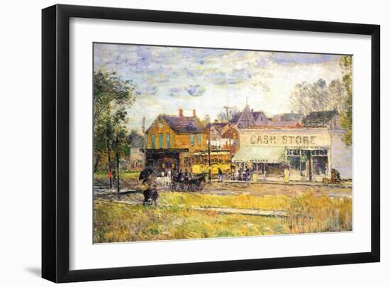 End of The Tram, Oak Park, Illinois-Childe Hassam-Framed Art Print