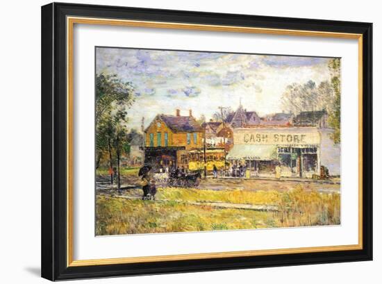 End of The Tram, Oak Park, Illinois-Childe Hassam-Framed Art Print