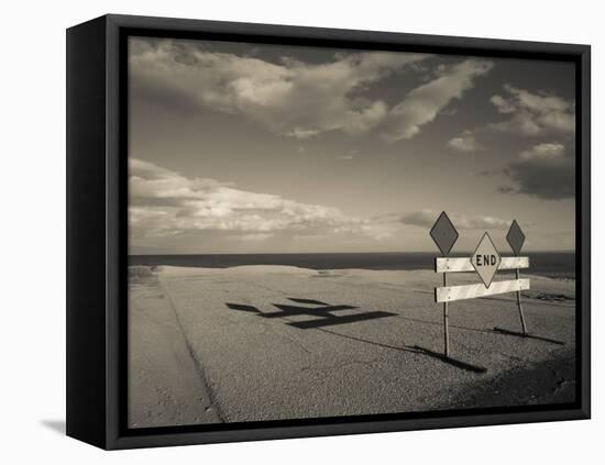 End Road Sign in Desert, Salton Sea, Salton City, Imperial County, California, USA-null-Framed Premier Image Canvas