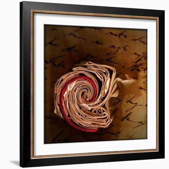 End View of a Rolled Notebook with Hand Written Script-Trigger Image-Framed Photographic Print