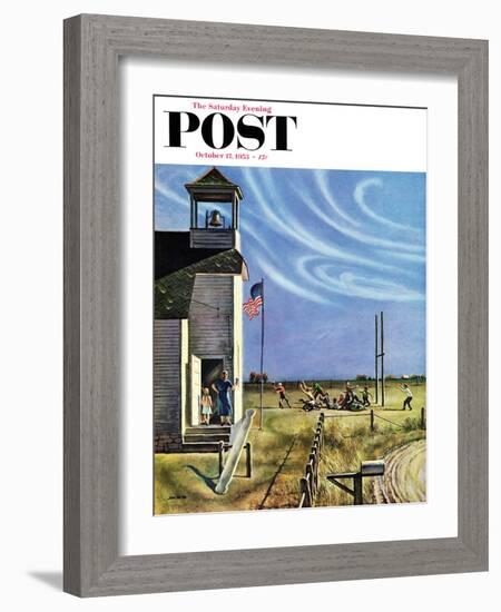 "Endl of Recess" Saturday Evening Post Cover, October 17, 1953-John Falter-Framed Giclee Print