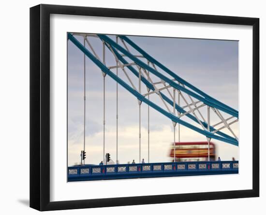 Endland, London, London Red Double Decker Bus on Tower Bridge-Jane Sweeney-Framed Photographic Print