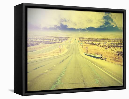 Endless Country Highway, Vintage Retro Effect.-Maciej Bledowski-Framed Premier Image Canvas