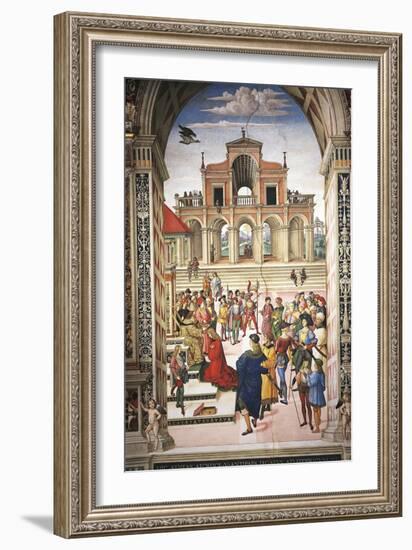 Enea Silvio Piccolomini Being Made Poet Laureate by Emperor Frederick III-null-Framed Giclee Print