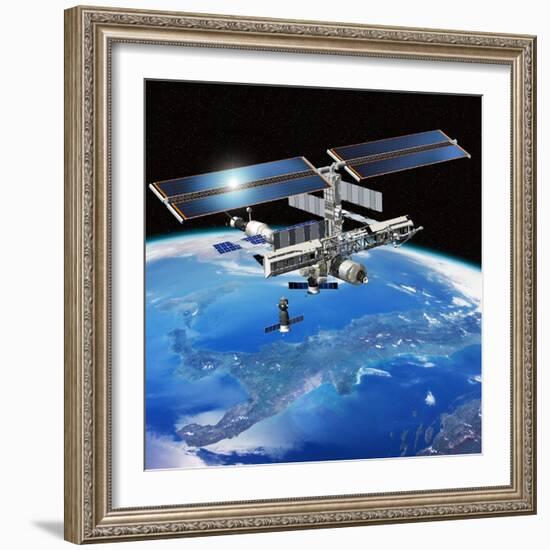 ENEIDE Mission To the ISS, Artwork-David Ducros-Framed Premium Photographic Print