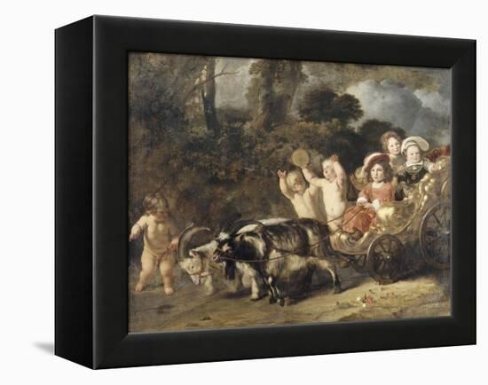 Enfants nobles (famille Trip?) dans un char trainé par des chèvres (dit autrefois : les enfants de-Ferdinand Bol-Framed Premier Image Canvas