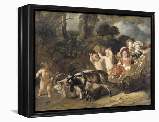 Enfants nobles (famille Trip?) dans un char trainé par des chèvres (dit autrefois : les enfants de-Ferdinand Bol-Framed Premier Image Canvas