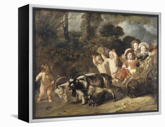 Enfants nobles (famille Trip?) dans un char trainé par des chèvres (dit autrefois : les enfants de-Ferdinand Bol-Framed Premier Image Canvas