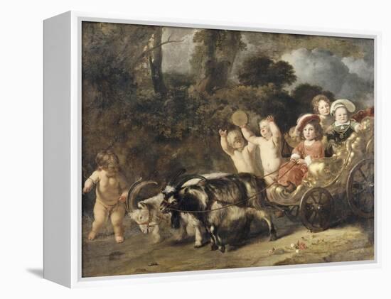 Enfants nobles (famille Trip?) dans un char trainé par des chèvres (dit autrefois : les enfants de-Ferdinand Bol-Framed Premier Image Canvas