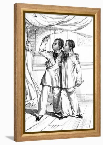 Eng and Chang, Siamese Twins, Playing Shuttlecock-W Day-Framed Stretched Canvas