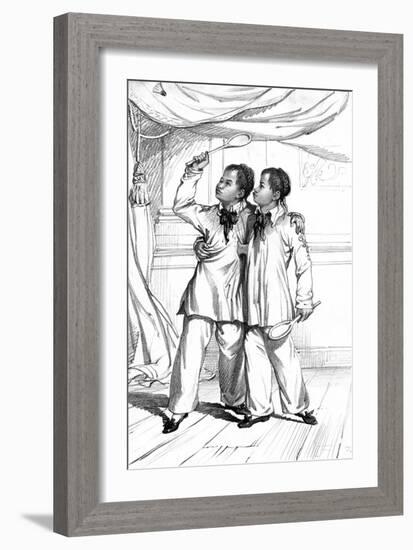 Eng and Chang, Siamese Twins, Playing Shuttlecock-W Day-Framed Art Print