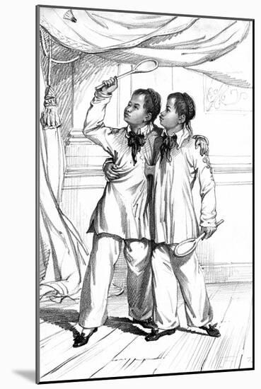 Eng and Chang, Siamese Twins, Playing Shuttlecock-W Day-Mounted Art Print