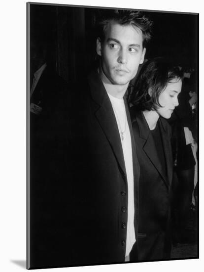 Engaged Actors Johnny Depp and Winona Ryder Attending Premier of the Film "Pacific Heights"-null-Mounted Premium Photographic Print