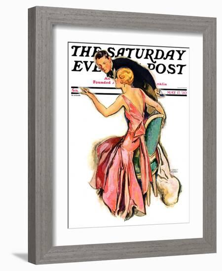 "Engaged Couple," Saturday Evening Post Cover, May 17, 1930-John LaGatta-Framed Giclee Print