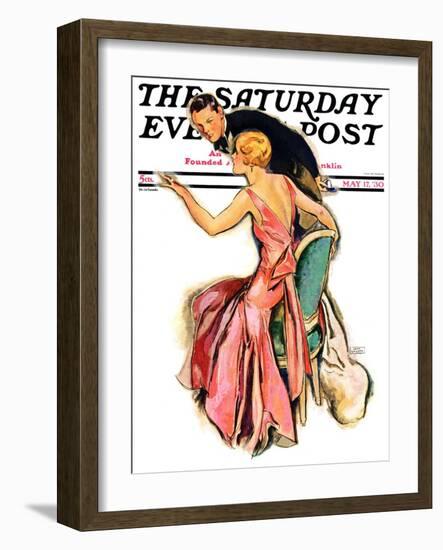 "Engaged Couple," Saturday Evening Post Cover, May 17, 1930-John LaGatta-Framed Giclee Print