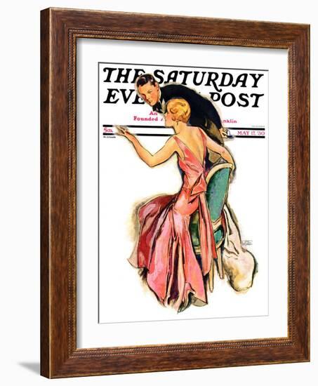 "Engaged Couple," Saturday Evening Post Cover, May 17, 1930-John LaGatta-Framed Giclee Print