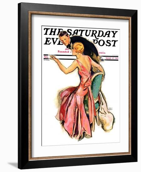 "Engaged Couple," Saturday Evening Post Cover, May 17, 1930-John LaGatta-Framed Giclee Print