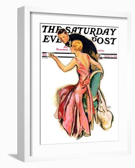 "Engaged Couple," Saturday Evening Post Cover, May 17, 1930-John LaGatta-Framed Giclee Print