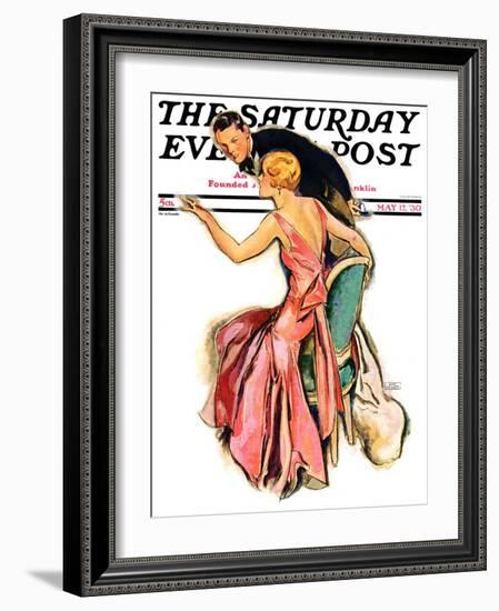 "Engaged Couple," Saturday Evening Post Cover, May 17, 1930-John LaGatta-Framed Giclee Print