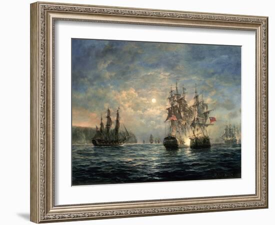 Engagement Between the "Bonhomme Richard" and the "Serapis" Off Flamborough Head, 1779-Richard Willis-Framed Premium Giclee Print