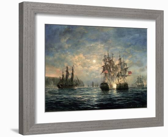 Engagement Between the "Bonhomme Richard" and the "Serapis" Off Flamborough Head, 1779-Richard Willis-Framed Giclee Print