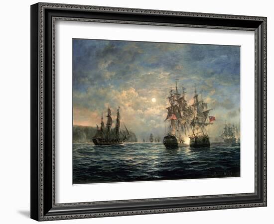 Engagement Between the "Bonhomme Richard" and the "Serapis" Off Flamborough Head, 1779-Richard Willis-Framed Giclee Print