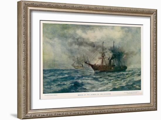 Engagement Between the Federal Steam-Sloop Kearsarge and the Confederate War-Steamer Alabama-Robert Hopkin-Framed Art Print