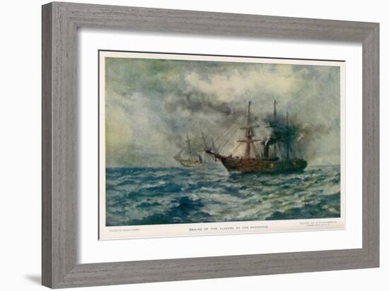 Engagement Between the Federal Steam-Sloop Kearsarge and the Confederate War-Steamer Alabama-Robert Hopkin-Framed Art Print