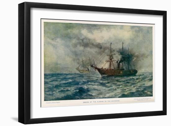 Engagement Between the Federal Steam-Sloop Kearsarge and the Confederate War-Steamer Alabama-Robert Hopkin-Framed Art Print