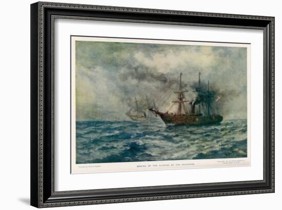 Engagement Between the Federal Steam-Sloop Kearsarge and the Confederate War-Steamer Alabama-Robert Hopkin-Framed Art Print