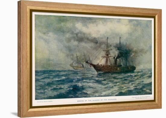 Engagement Between the Federal Steam-Sloop Kearsarge and the Confederate War-Steamer Alabama-Robert Hopkin-Framed Stretched Canvas