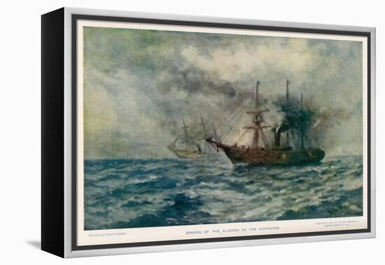 Engagement Between the Federal Steam-Sloop Kearsarge and the Confederate War-Steamer Alabama-Robert Hopkin-Framed Stretched Canvas