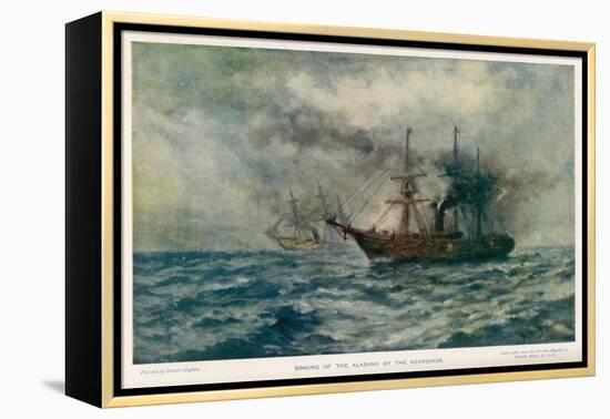 Engagement Between the Federal Steam-Sloop Kearsarge and the Confederate War-Steamer Alabama-Robert Hopkin-Framed Stretched Canvas