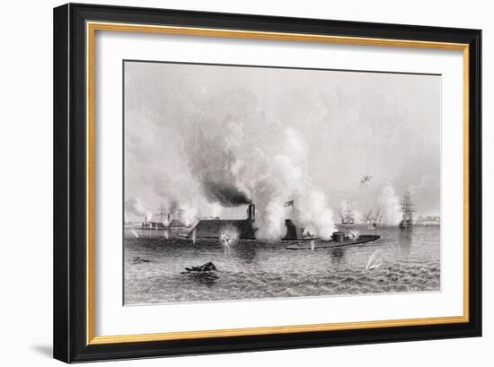 Engagement Between the "Monitor" and the "Merrimack," March 9th 1862-Charles Parsons-Framed Giclee Print