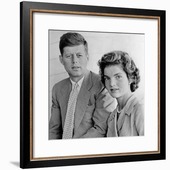 Engagement Portrait of John Kennedy and Jacqueline Bouvier-null-Framed Photo