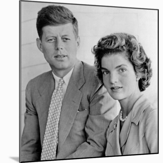 Engagement Portrait of John Kennedy and Jacqueline Bouvier-null-Mounted Photo