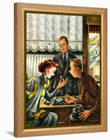 "Engagement Ring," May 7, 1949-Constantin Alajalov-Framed Premier Image Canvas