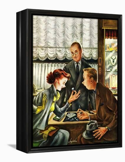 "Engagement Ring," May 7, 1949-Constantin Alajalov-Framed Premier Image Canvas