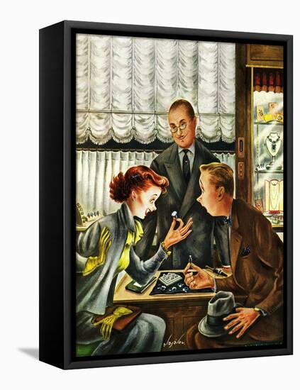 "Engagement Ring," May 7, 1949-Constantin Alajalov-Framed Premier Image Canvas