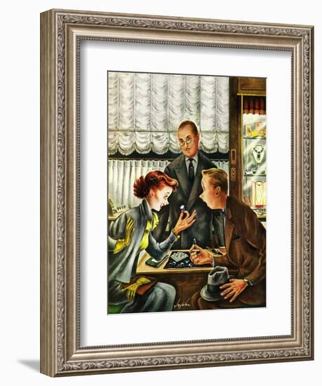 "Engagement Ring," May 7, 1949-Constantin Alajalov-Framed Giclee Print