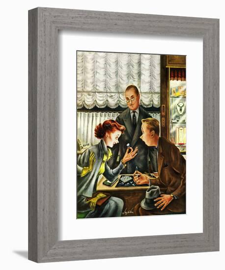 "Engagement Ring," May 7, 1949-Constantin Alajalov-Framed Giclee Print